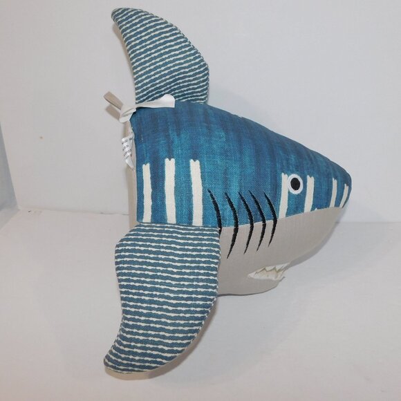 Plush Blue Gray Great White Shark Wall Hanging Decor Taxidermy 13" x 12" x 9" - Picture 1 of 8